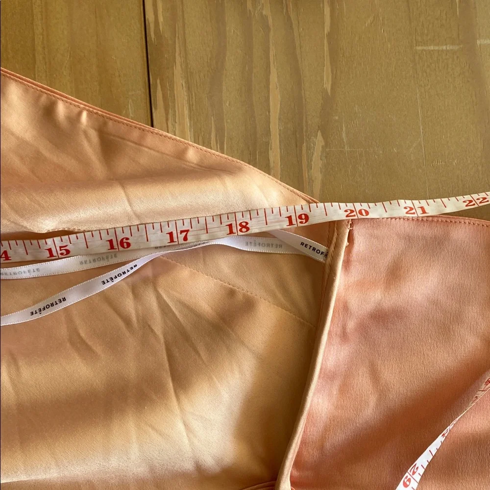 Retrofete Ester Satin Maxi Gown Size L Cantaloupe Peach Halter Dress Party Event